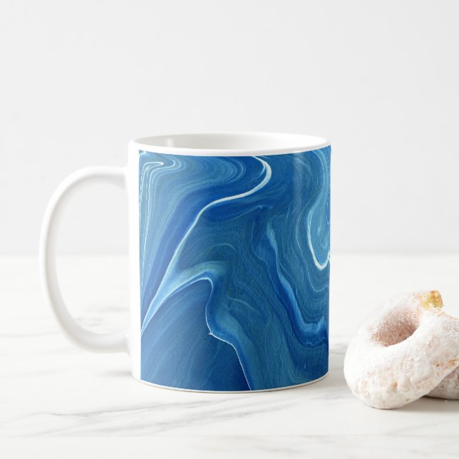Blaue Marmorabstraktion Kaffeetasse (Mit Donut)