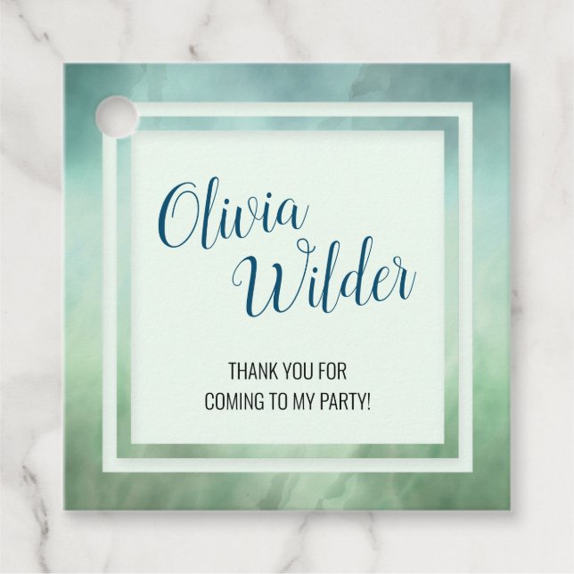 Blaue Marmorgrenze Geschenkanhänger (Vorderseite)