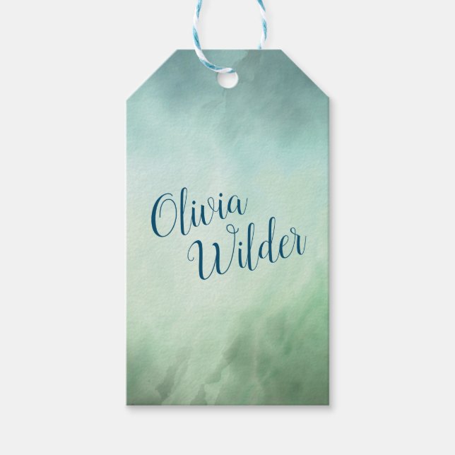 Blaue Marmorgrenzen Geschenkanhänger (Vorderseite)