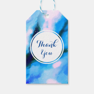Blaue marmorierte Weltraum-Abstrakt Danke Geschenkanhänger