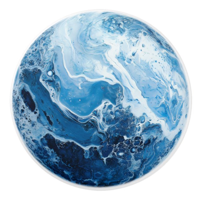 Blaue Marmormuster Keramikknauf (Vorderseite)