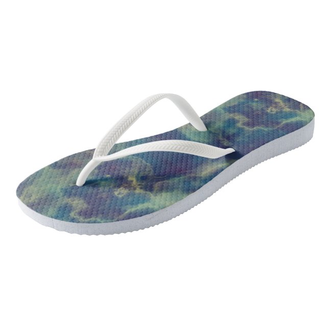 Blaue Marmorplatte Abstrakt Flip Flops (Schrägansicht)