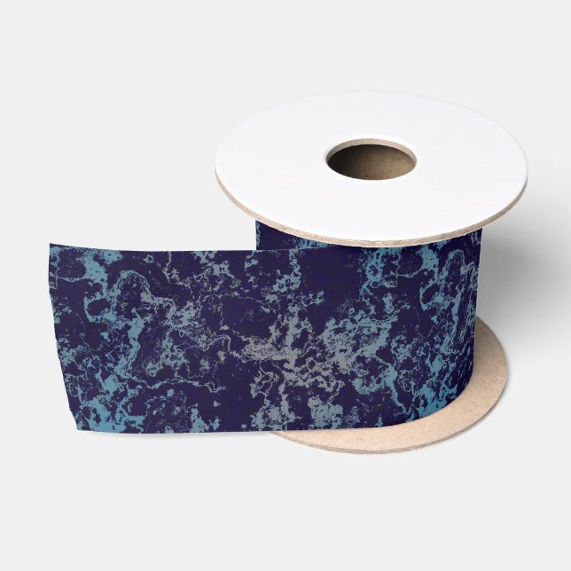 Blaue Marmorplatte abstrakt Satinband (Spule)