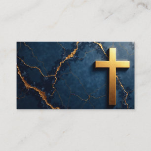 Blaue Marmorplatte mit Golden Cross Visitenkarte