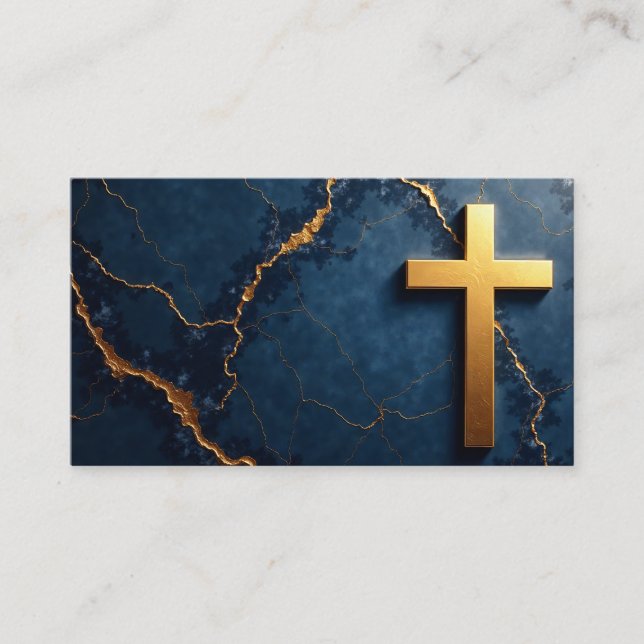 Blaue Marmorplatte mit Golden Cross Visitenkarte (Vorderseite)