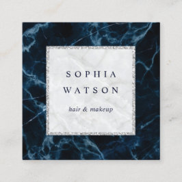 Blaue Marmorplatte Quadratische Visitenkarte