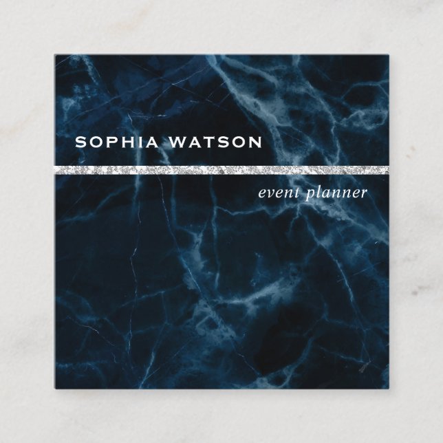 Blaue Marmorplatte Quadratische Visitenkarte (Vorderseite)