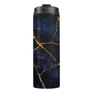 Blaue Marmortextur Hintergrund, italienische Marmo Thermosbecher