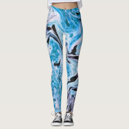 Blaue Marmortextur Leggings