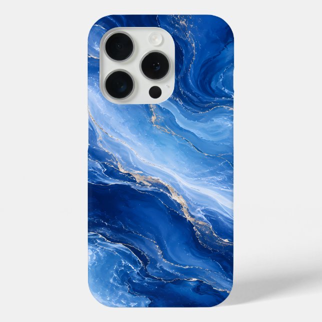 Blaue Marmorwellen Luxus Abstrakt Case-Mate iPhone Hülle (Rückseite)