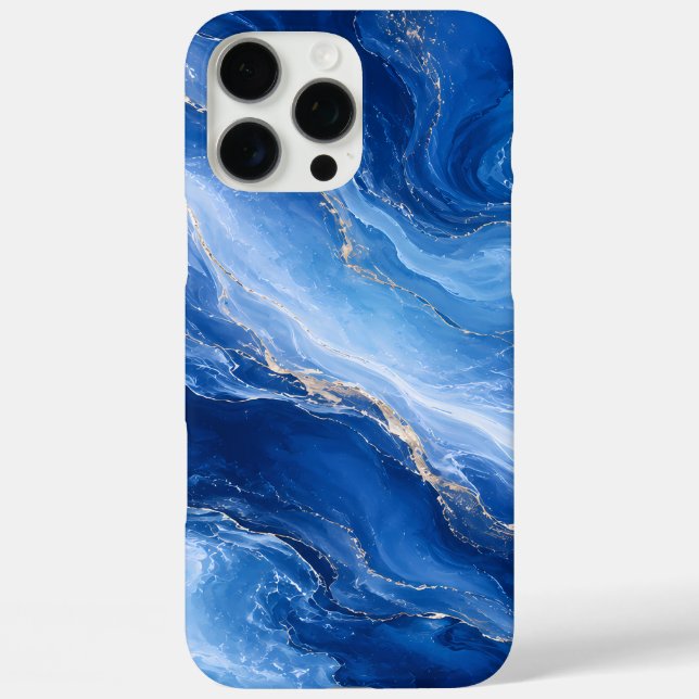 Blaue Marmorwellen Luxus Abstrakt Case-Mate iPhone Hülle (Rückseite)