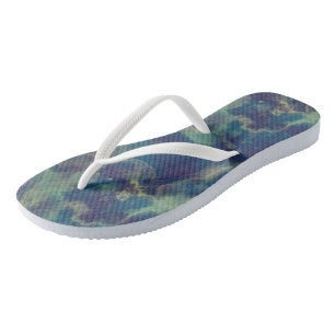 Blaue Marmorwirbel-Abstraktion Flip Flops