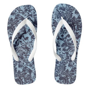 Blaue Marmorwirbel-Abstraktion Flip Flops