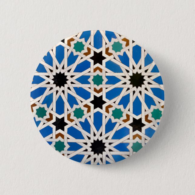 Blaue marokkanische Mosaikschaltfläche Button (Vorderseite)