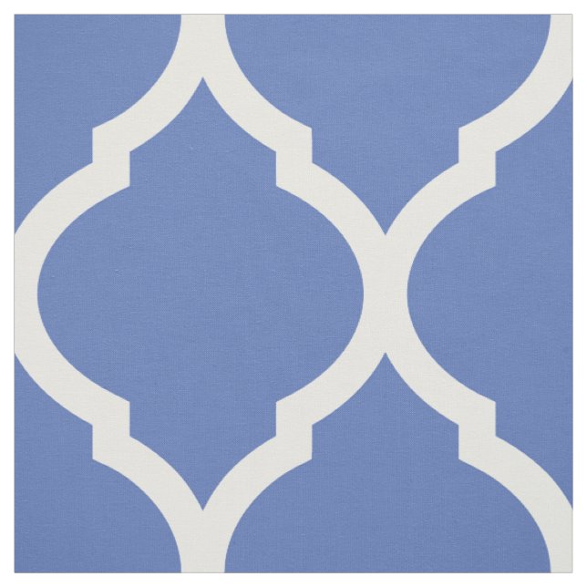 Blaue marokkanische Quatrefolie Große Größe Stoff (Muster)