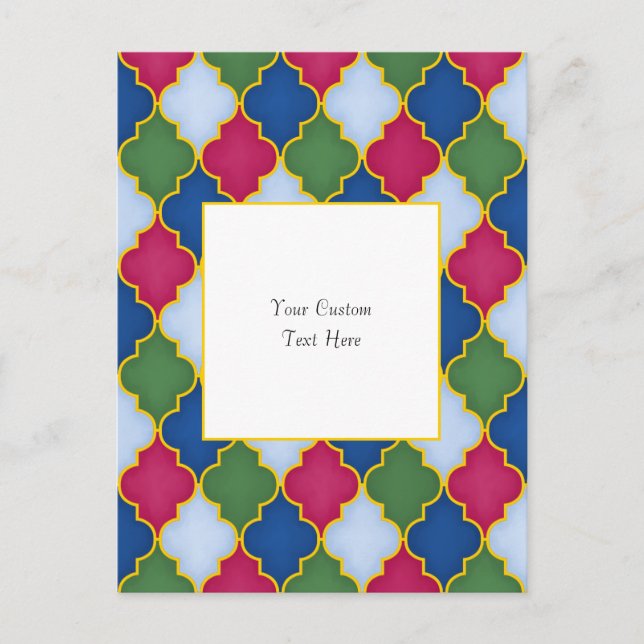 Blaue marokkanische Tile Elegante Custom Postkarte (Vorderseite)