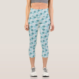 Blaue marokkanische Trellis, Latticework, Quatrefo Capri Leggings