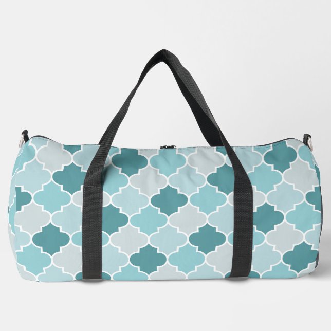 Blaue marokkanische Trellis, Latticework, Quatrefo Duffle Bag (Vorderseite)