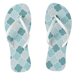 Blaue marokkanische Trellis, Latticework, Quatrefo Flip Flops
