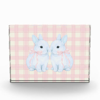 Blaue Marshmallow-Hasen-Kaninchen Ostern Acryl-Kun Fotoblock
