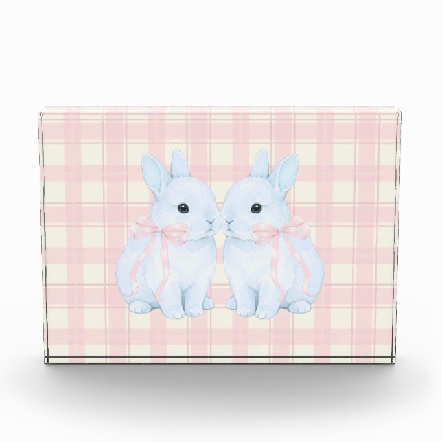 Blaue Marshmallow-Hasen-Kaninchen Ostern Acryl-Kun Fotoblock (Vorderseite)