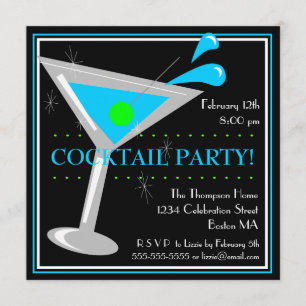 Blaue Martini-Cocktailparty-Einladung Einladung