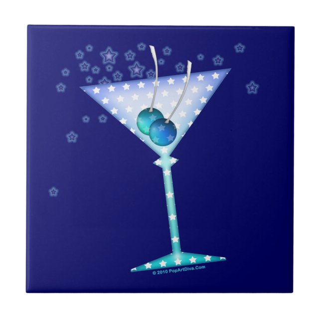 BLAUE MARTINI-Untersetzer-Fliese Fliese (Vorderseite)