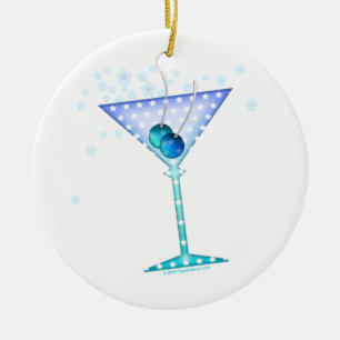 Blaue Martini-Verzierung Keramik Ornament