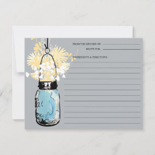 Blaue Mason-Glas-Rezeptkarte