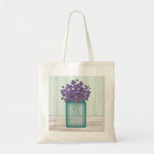 Blaue Mason-Glas-Veilchen-Tasche Tragetasche