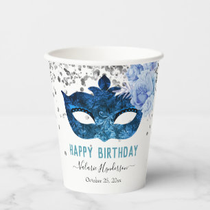 Blaue Masquerade Geburtstagsparty Pappbecher