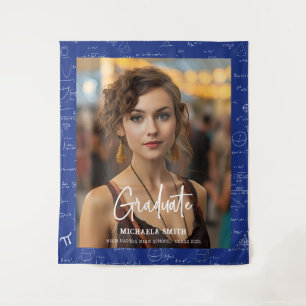 Blaue mathematische handgeschriebene Schrift Foto- Wandteppich