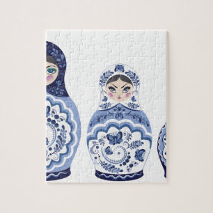 Blaue Matryoshka Puppen Puzzle