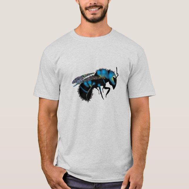 Blaue Maurer-Biene T-Shirt (Vorderseite)
