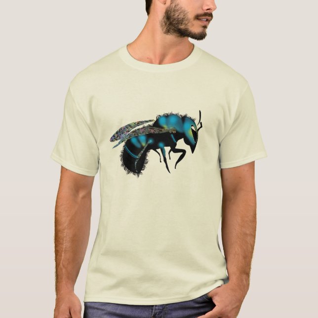 Blaue Maurer-Biene T-Shirt (Vorderseite)