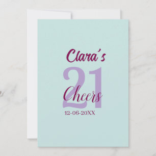 blaue mauve prost 21. Geburtstag Name Datum Einladung