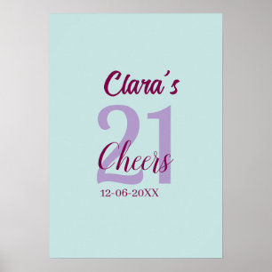blaue mauve prost 21. Geburtstag Name Datum Poster