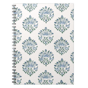 Blaue Medaillon-Druck, kleine florale Muster Notizblock