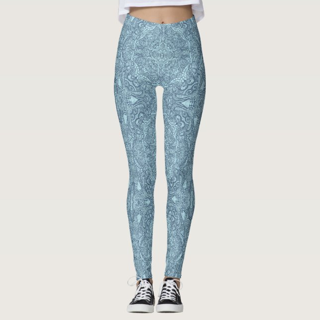 Blaue Medaillon-Leggings Leggings (Vorderseite)