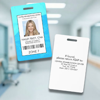 Blaue medizinische Gesundheitsmitarbeiter-Foto-Sic Ausweis