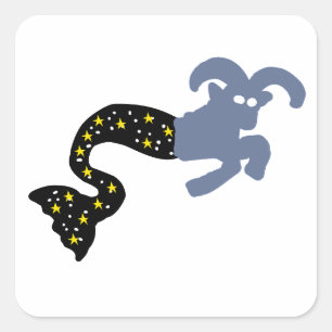 Blaue Meer-Ziegen-Weltraum-Schwanz-Tierkreis-Silho Quadratischer Aufkleber