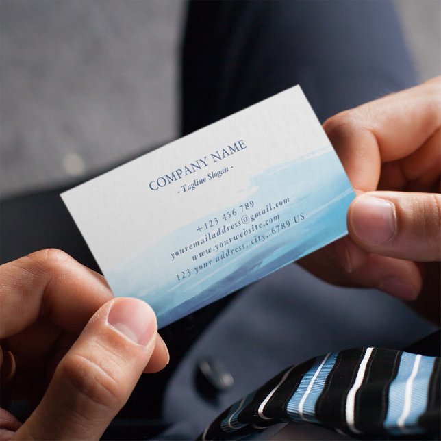 Blaue Meeresfarbe Abstraktes Meer Monogramm Visitenkarte (Von Creator hochgeladen)