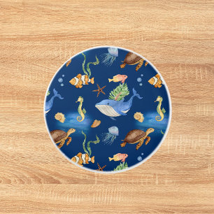 Blaue Meereslebewesen Keramikknauf