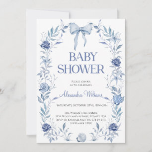 Blaue Meeresmuschel Blumen Baby Shower Einladung