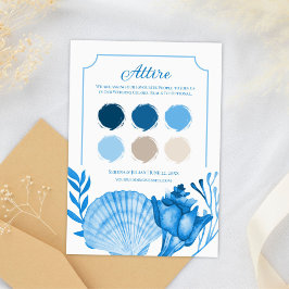 Blaue Meeresmuschel-Hochzeitsfarbpalette-Karte | K Begleitkarte