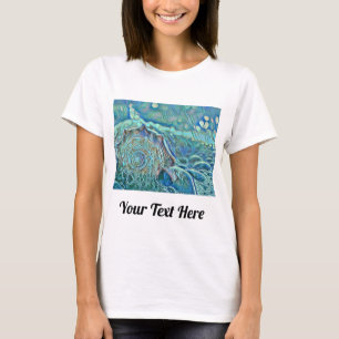 Blaue Meeresmuschel im schäumenden Meer Gemälde  T-Shirt