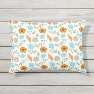 Blaue Meeresmuscheln Meeresschnecke Orange Blume Kissen Für Draußen