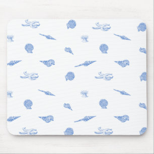 Blaue Meeresmuscheln und Seestern-Mauspad Mousepad