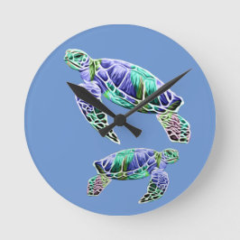 Blaue Meeresschildkröten Runde Wanduhr