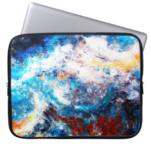 Blaue Meereswelle. Künstlerische Splash von hellen Laptopschutzhülle
